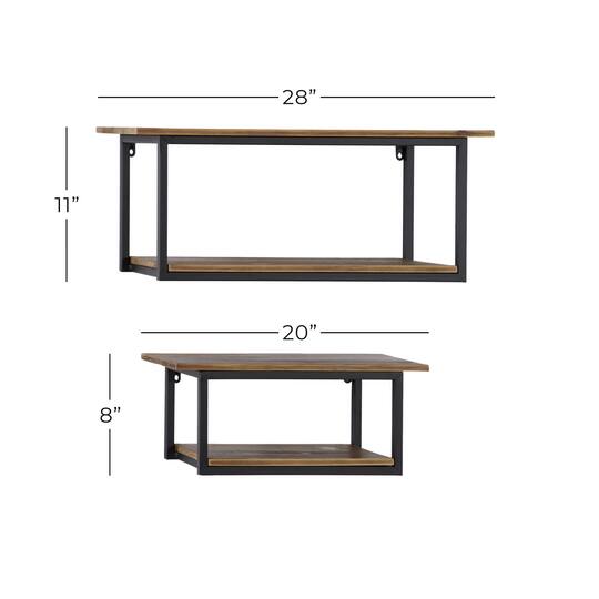 Brown Metal Industrial Wall Shelf Set